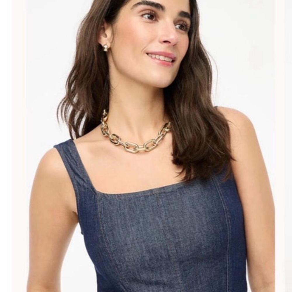 J. Crew Dark Blue Denim Midi Dress - Picture 6 of 9